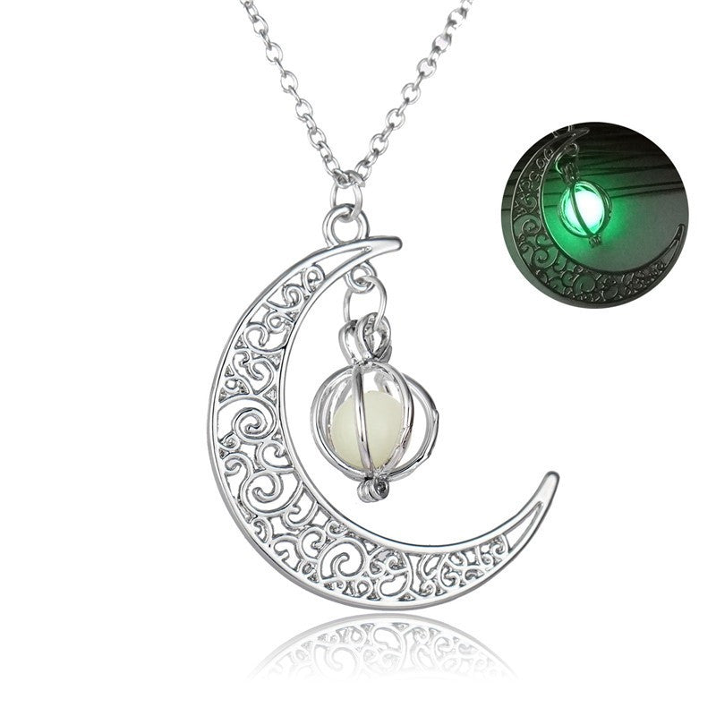 Illuminate Your Style with Fashion Moon: Natural Glowing Stone Healing Necklace - Perfect Women's Gift, Charismatic Luminous Pendant Jewelry